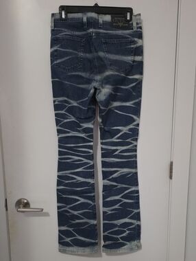 GUESS Blue Wave-Pattern Flare Jeans
